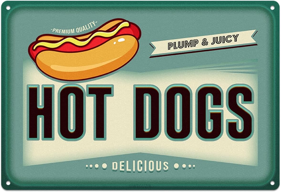 Funny Hot Dogs Metal Sign Retr - đánh giá và giá Food Snacks Corner