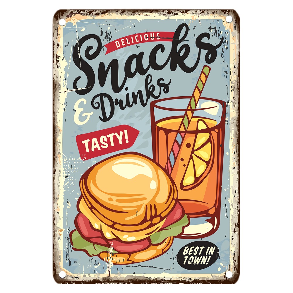Vintage Food Metal Sign, 12x8  - đánh giá và giá Food Snacks Drinks